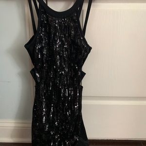 Bebe Sequined Mini Dress with Cutouts